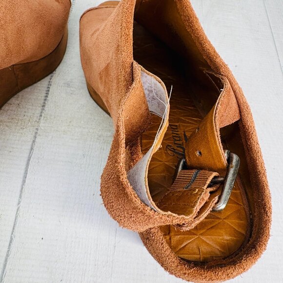 Lucky Brand Suede Slingback Wedge Sandal 7.5 Brown Peep Toe - See Wear/Read Desp - Picture 13 of 16